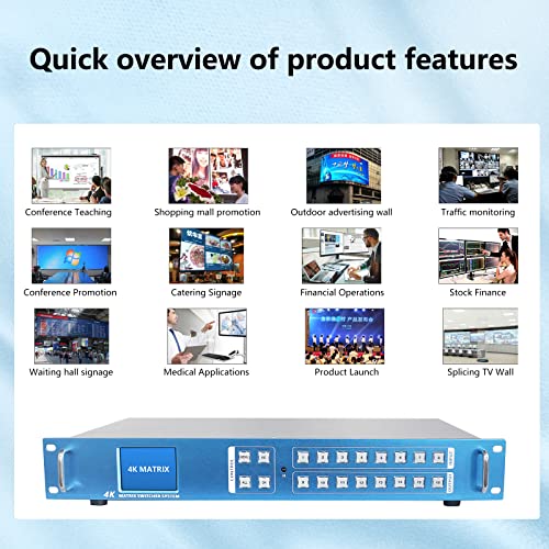 ICUIXIAN 4x4 HDMI Matrix Switch 4K60Hz HDMI2.0 with Web - size: 4x4 Matrix 4K60Hz