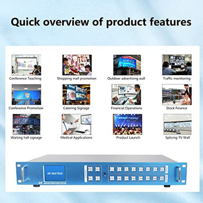 ICUIXIAN 4x4 HDMI Matrix Switch 4K60Hz HDMI2.0 with Web - size: 4x4 Matrix 4K60Hz