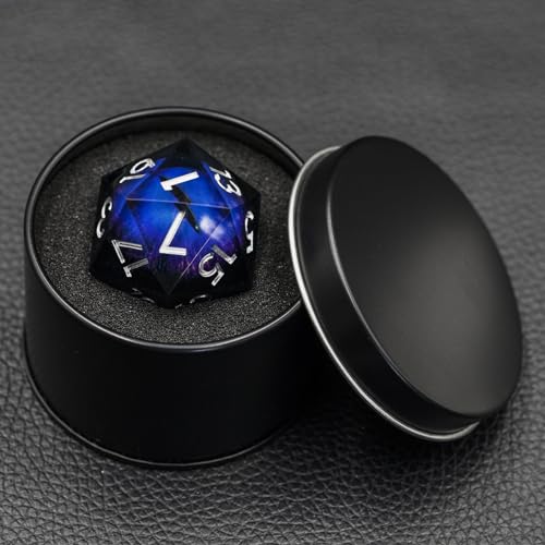 Dungeons and Dragons DND Dice D20, Moving Eyeball Liquid Core Dice Set D&D 33MM Oversized D20 Single Sharp Edge Resin dice with Gift Case, Polyhedral Dice for Role Playing Game