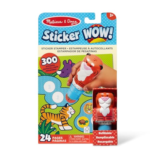 Melissa & Doug Sticker Wow!™ 24-Page Activity Pad and Sticker Stamper, 300 Stickers, Arts and Crafts Fidget Toy Collectible Character – Tiger - for Kids Ages 3+ - FSC Certified - color: Tiger, size: Single