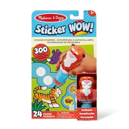 Melissa & Doug Sticker Wow!™ 24-Page Activity Pad and Sticker Stamper, 300 Stickers, Arts and Crafts Fidget Toy Collectible Character – Tiger - for Kids Ages 3+ - FSC Certified - color: Tiger, size: Single