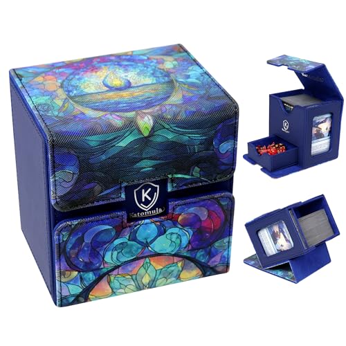 Katomula Card Deck Box for MTG Commander, Trading Cards Case Holds 100 Double-Sleeved Cards with Commander Display and Dice Tray-Island - style: Island