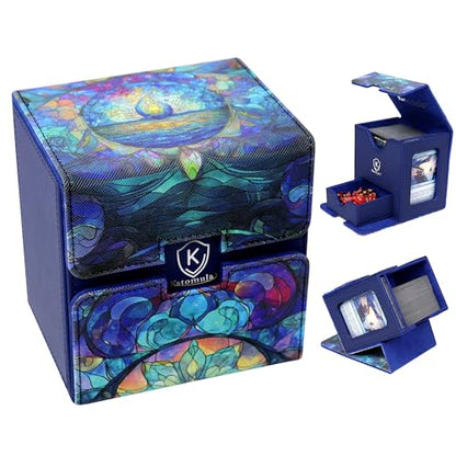 Katomula Card Deck Box for MTG Commander, Trading Cards Case Holds 100 Double-Sleeved Cards with Commander Display and Dice Tray-Island - style: Island