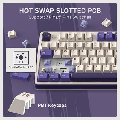 RK ROYAL KLUDGE S98 Wireless Mechanical Keyboard w/Smart Display & Knob | 96% RGB Wireless Gaming Keyboard BT/2.4G/USB-C, Hot Swappable Custom Keyboards, Creamy Sound Silent Computer Keyboard - color: Lavender Purple, size: Linear Silent Switch