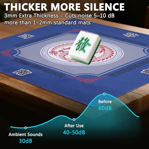 Mahjong Mat with Carrying Bag and 3 Dice, 31.5" X 31.5" Noise Reduction Mahjong Table Cover, Mahjong Lovers Gifts Non Slip Gaming Mat for Board Tile Games Poker Card Dominoes Party Weekly Game Nights - color: A04