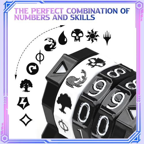 MTG Life Counter Wheel Health Tracker Gradient Game Counter for Board Game Compatible Table top Games with Magic Card Game Accessories CCG Creature Stats (Black with White) - color: Black With White