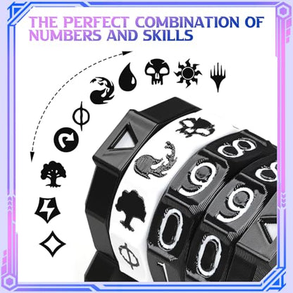 MTG Life Counter Wheel Health Tracker Gradient Game Counter for Board Game Compatible Table top Games with Magic Card Game Accessories CCG Creature Stats (Black with White) - color: Black With White