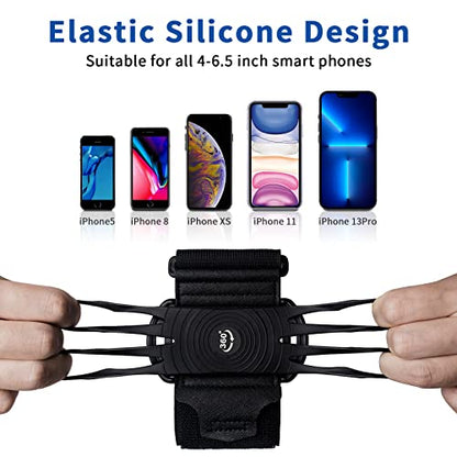 Wristband Running Phone Holder for iPhone 16/15/14/13/12/11/ Pro/X/8 Plus/8/7, 360°Rotatable with Key Holder, Sports Wristband for Samsung Galaxy and All 4''-6.5''Phones (Non-Removable-S)