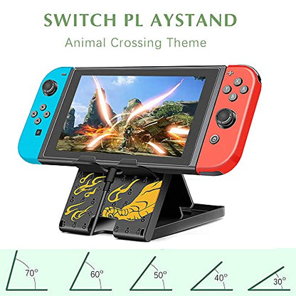Busjoy Stand for Nintendo Switch, Steam Deck, Switch OLED, Switch Lite, Cute Game Theme Angle Adjustable Holder, Portable Foldable Non-Slip Bracket-Black - color: Black