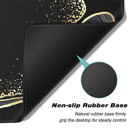 Extended Gaming Mouse Pad, XXL Large Desk Pad 30 x 14 Inch, Big Computer Keyboard Mousepad, Waterproof Mouse Mat with Stitched Edges and Non-Slip Base for Women Office Gaming, Black Marble - color: Black Marble