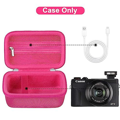 Canboc Camera Case for Canon PowerShot G7 X Mark III/ G7X Mark II Digital 4K Vlogging Camera, Point and Shoot 4K Video Camera Bag, Zipper Mesh Pocket fits USB Cable, Batteries, Rosered - color: Rosered