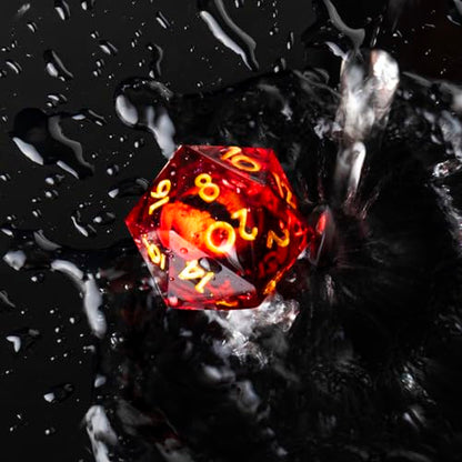 Beholder'S Eye D20 Dice Dragon Eye DND 22MM Single Dice with Resin Sharp Edge 20 Sided D&D Handmade Polyhedral for Dungeons and Dragons, RPG, Roleplaying Games MTG Table Games(Red Gold) - color: D20-red Dragon Eye