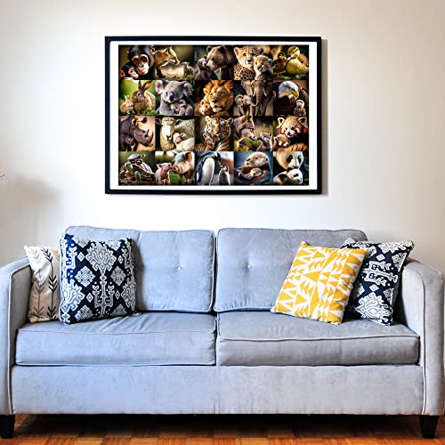 Think2Master Animal Families 250 Pieces Jigsaw Puzzle Featuring heartwarming Mammals & Birds. Puzzle for Adults & Seniors, Large Pieces, Great Gift Size: 14.2” X 19.3” - style: Animal Families