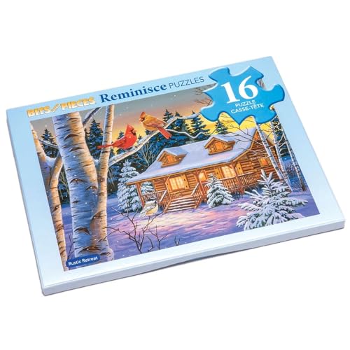 Bits and Pieces Large Piece Puzzles for Seniors, 10 in. x 13 in. Rustic Retreat Puzzle - 16 pc Extra Large Pieces Puzzles for Dementia Seniors, Alzheimer Puzzle Memory Aids for Seniors with Dementia - color: Rustic Retreat, size: 16 Piece