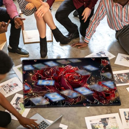 Large Gaming Playmat Compatible with MTG, Seamless Card Game Mat with Stitched Edges, 23.6 x 13.7 in Natural Rubber Desk Pad with Transparent Drawstring Bag, Flowers Roses - color: Flowers Roses, size: 24"X14" Regular