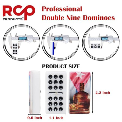 Dominos Set for Adults – Domino Cubano Profesional de 55 Fichas, Metal Spinner,Caja de Madera, Board Game with Wood Case Juegos de Mesa (Customized Tiles) - color: Customized Tiles