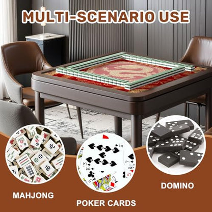 Mahjong Mat 31.5" x 31.5" Chinese Dragon Gold Details Red Non-Slip Noise Reduction Mahjong Tiles Table Cover for Dominoes Poker Card Board and Tile Games - color: Color1