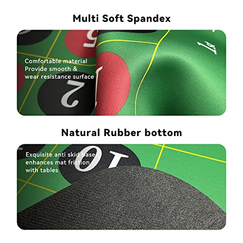YUZPKRSI 70" x 35" Roulette Casino Mat, Roll-up Poker Mat for Table with Carrying Bag, Professional Poker Table Mat Layout, Non-Slip Rubber Poker Table Top Cover for Parties, Poker Game Night - color: Dark Green-roulette