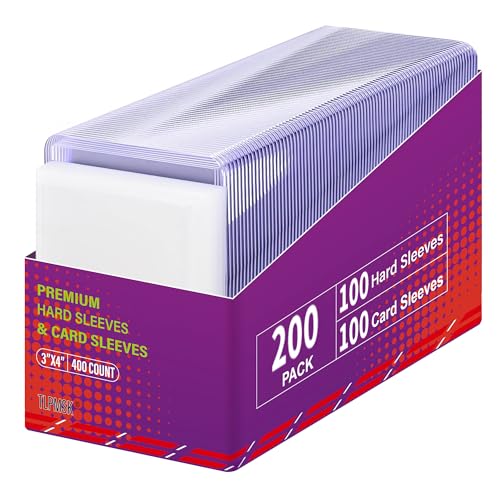 200 Packs Card Sleeves,3"X4" Baseball Collectible Trading Card Protective Sleeves,Hard Plastic Card Holder for Trading Sports Football Game Cards (100 Hard Sleeves+100 Soft Sleeves) - style: 100 Hard Sleeves + 100 Soft Sleeves