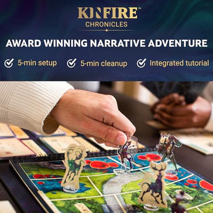 Kinfire Chronicles: Upgrade Kit, Deluxe Accessory Pack with Metal Tokens, Acrylic Standees, Neoprene Mats, Custom Sleeves, Alternate Seeker Skins & DIY Quest, Ages 14+(Not Standalone, Needs Base Game)