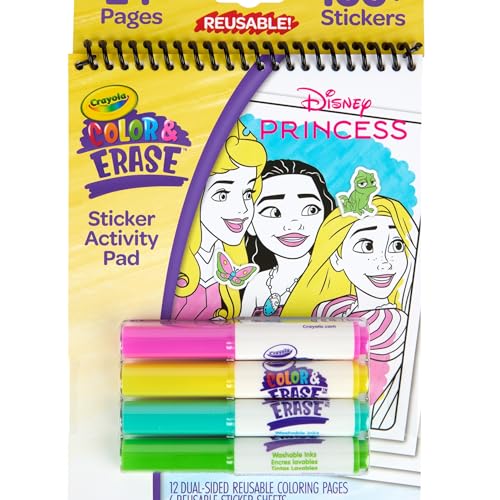 Crayola Disney Princess Sticker Activity Pad, 12 Princess Coloring Pages, 100+ Stickers, Travel Activity, Princess Toys, Toddler Gifts