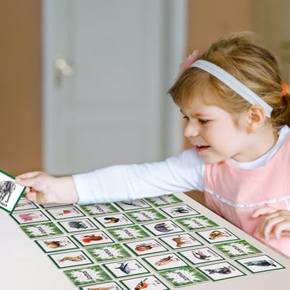 Fuutreo 82 Pcs Memory Matching Cards Animals Educational Games Funny Animals Learning Game Concentration Cards for Family Birthday Party Favors Gifts Supplies - style: Animals