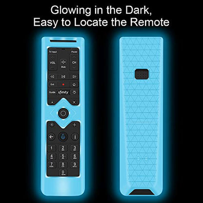 2Pack Remote Protective Case for Xfinity Remote Control,Silicone Case Skin Sleeve for XFinity Comcast XR15 Voice Remote Control,[Thicken Layer] Shockproof Bumper Remote Back Covers-Glowgreen+Glowblue