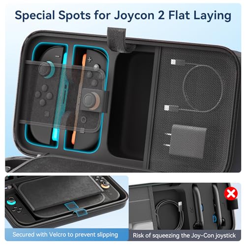 Carrying Case Compatible with Nintendo Switch 2 & Original & OLED Version, Custom Spot for Joy-con & AC Adapter, Portable Travel Nintendo Switch 2 Accessories Carrying Case Bag for 20 Games Cards