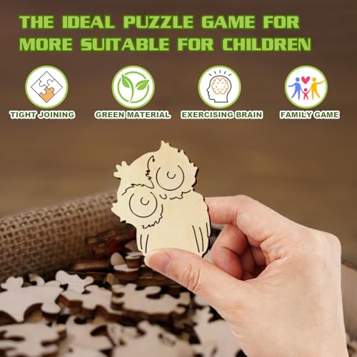 Wooden Puzzles for Kids Ages 6-8 - 50 Pieces Cute Owl Puzzle - Unique Animal Shaped Puzzles Ages 5-8 - Birthday Gift for Kids(11.4x11.4in)‌ - color: Cute Owl