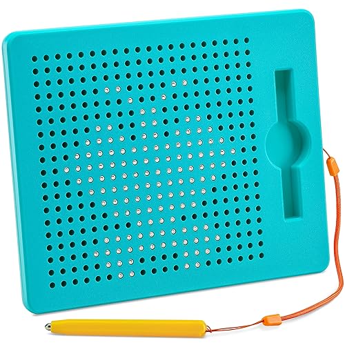 AYNAT FUN Magnetic Drawing Board for Kids & Toddlers with Beads and Magnet Stylus Pen - Magnetic Tablet Toy for Airplane & Car Ride Activities for Kids - size: Square Blue