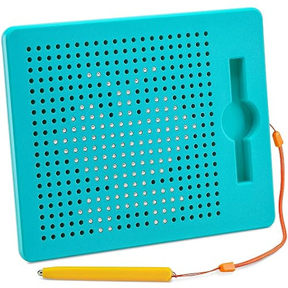 AYNAT FUN Magnetic Drawing Board for Kids & Toddlers with Beads and Magnet Stylus Pen - Magnetic Tablet Toy for Airplane & Car Ride Activities for Kids - size: Square Blue