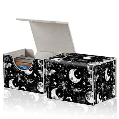 for MTG Commander Deck Box,Card Deck Box for Trading Yugioh MTG,Fits 100 Double Sleeved Cards,PU Leather Strong Magnet Case for Magic Commander TCG CCG,Black Moon Bat - color: Black Moon Bat