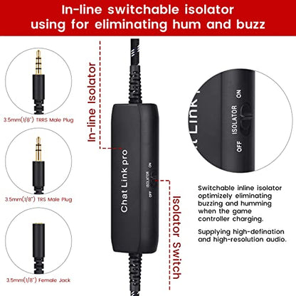 HD60 S+ Chat Link Pro Cable for Elgato 4K S, 4K X, HD60 X Capture Card | Chat Adapter with in-line Isolator Compatible with Nintendo Switch, Xbox One, PS4 and PS5, 6.6ft Long - color: Black with Isolator