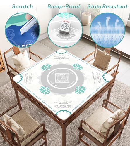 Mahjong Mat for Table, American Mahjong Mat(White) | 31.5" x 31.5",Anti-Slip, Noise-Reducing Gaming Mat for Mahjong/Poker/Board Games/Card Games/Dominoes - color: White