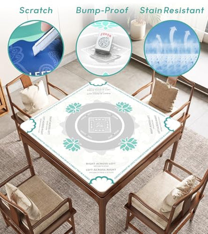 Mahjong Mat for Table, American Mahjong Mat(White) | 31.5" x 31.5",Anti-Slip, Noise-Reducing Gaming Mat for Mahjong/Poker/Board Games/Card Games/Dominoes - color: White