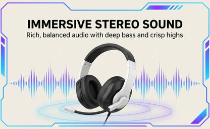 EBTOOLS Gaming Headset with Noise Canceling Microphone, 3.5mm Over Ear Headphones with Deep Bass, Adjustable Soft Padded Headband for Gaming