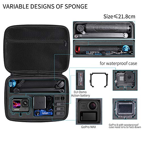 Hard Case for GoPro,Surface-Waterproof Carrying Case Compatible with GoPro Hero 13/12/11/10/9/8/7/(2018)/6/5 Black,DJI Osmo Action,AKASO/Campark and More (Medium) - color: Medium