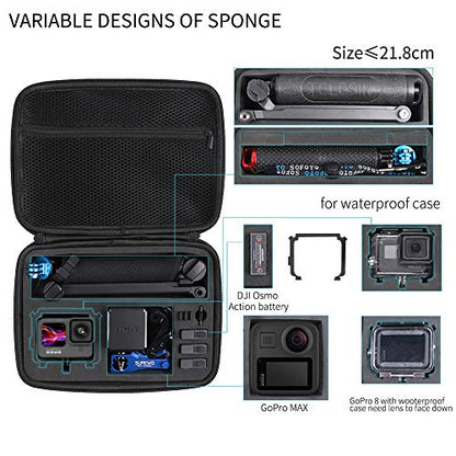 Hard Case for GoPro,Surface-Waterproof Carrying Case Compatible with GoPro Hero 13/12/11/10/9/8/7/(2018)/6/5 Black,DJI Osmo Action,AKASO/Campark and More (Medium) - color: Medium