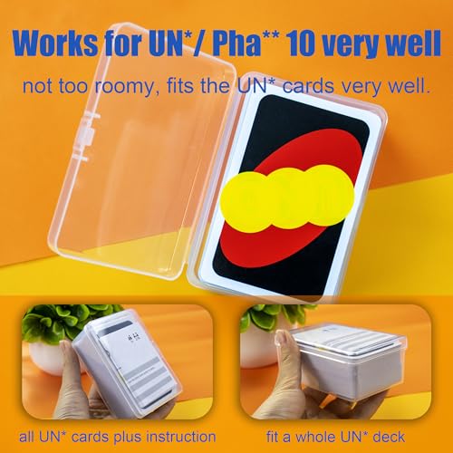 JINUPHION 4 Pcs Playing Card Case, Works for 112 Standard UN* Cards And Other Same Or Smaller Size Very Well, Plastic Clear Card Deck Box Storage,4 1/2" ×3 1/4" ×1 1/8" (NO Cards) - size: 4 pcs UN*