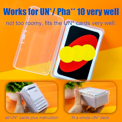 JINUPHION 4 Pcs Playing Card Case, Works for 112 Standard UN* Cards And Other Same Or Smaller Size Very Well, Plastic Clear Card Deck Box Storage,4 1/2" ×3 1/4" ×1 1/8" (NO Cards) - size: 4 pcs UN*