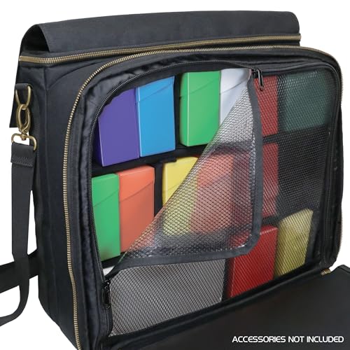 ENHANCE MTG Bag Compatible with Deck Box, Top Loader Binder, MTG Commander Deck & more TCG Trading Card Accessories - Trading Card Travel Bag with Card Defender Screen, Customizable Interior (Black) - color: Black