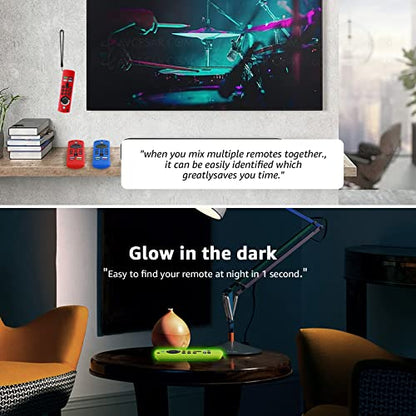 (3 Pack) ONEBOM Firestick Remote Cover 3rd Gen with Alexa Voice Remote 4K,Fire TV Stick Case Glow in The Dark,Anti Slip Shockproof Silicone Protective Case with Lanyard(Glow Green&Blue&Red) - color: (Black Lanyard)Glow Green&Red&Blue