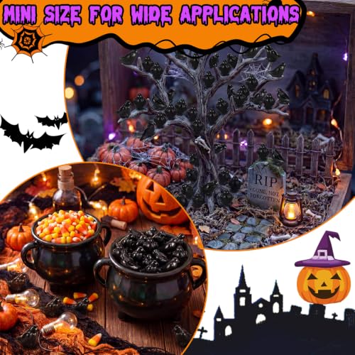 Weysat 150 Pcs Mini Halloween Crow Figurines Miniature Resin Spooky Realistic Black Raven Tiny Halloween Miniatures for Spooky Tiered Tray Decor Vase Filler Home Shelf Centerpieces Party Favors - style: Crow