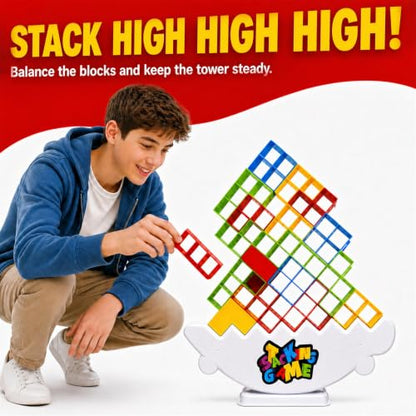 BBnote XL Giant 48PCS Stack Game for Adult & Kids, Tetra Board Tower Games for Family Travel Party, 2 Players Balance Stacking Toy, Team Toys Building Block - size: XL-48PCS