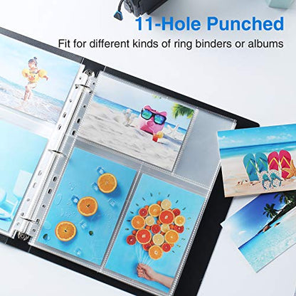 Sooez 30 Pack 4x6 Photo Sleeves for 3 Ring Binder, Hold 180 Pictures | Heavy Duty Plastic Binder Sleeves, Photo Album Refill Pages, Acid Free Archival Page Protector, Binder Inserts for Postcard - size: 4x6" 3-Pocket