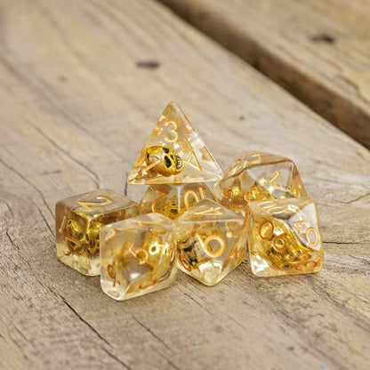 Sage's Portal Familiars and Reagents Resin DND Dice Set Polyhedral Dice Set for Dungeons and Dragons RPG Tabletop TTRPG (Golden Skull) - color: Golden Skull