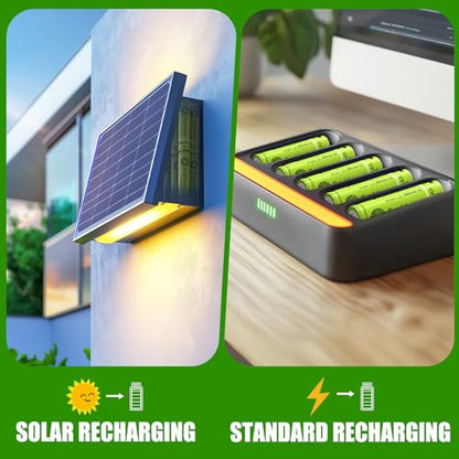 Brightown 8 Pack AA 1000mAh and 4 Pack AAA 800mAh Rechargeable Batteries Combo - 1.2V NiMH High Capacity Battery - Ideal for Solar Lights & Home Devices, Recharge up to 1000x Times, Pre-Charged - size: 8PC AA 1000mAh + 4PC AAA 800mAh