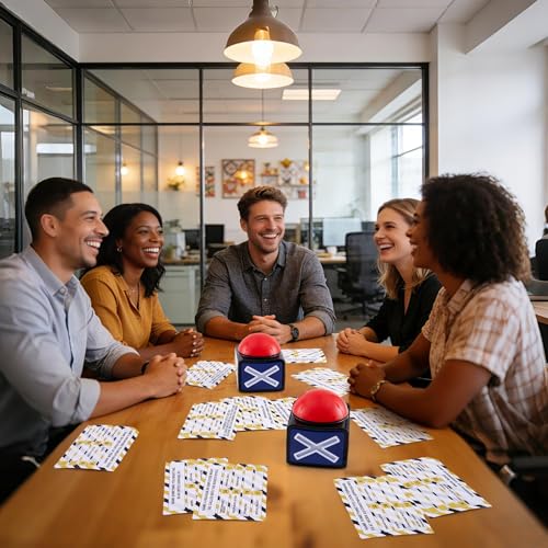 Office Party Friendly Feud Game with 2 Answer Buzzers, Fun Team Building Board Games for Adults Feud Card Trivia Quiz Activities for Holiday Party Work Staff Coworkers Office Group Employee - style: Office