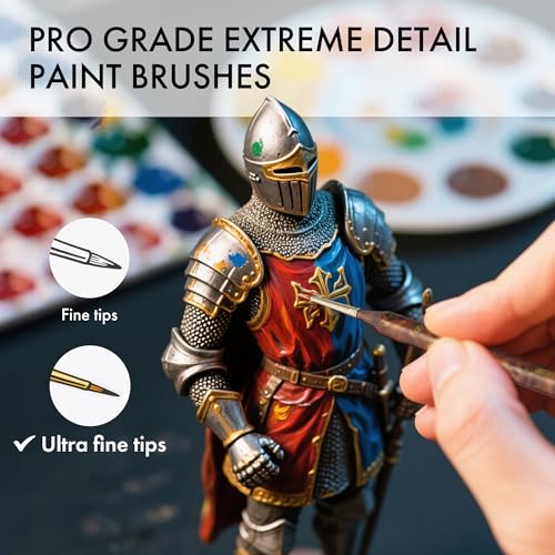 Artify Extreme Detail Paint Brushes Set, 10pcs Multi-Shape Fine Detail Brushes with Portable Bag, Ultra Fine Paint Brush Set for Miniature & Illustration Painting - color: 10pcs-handbag