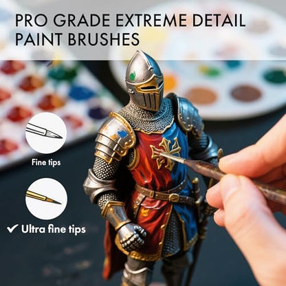Artify Extreme Detail Paint Brushes Set, 10pcs Multi-Shape Fine Detail Brushes with Portable Bag, Ultra Fine Paint Brush Set for Miniature & Illustration Painting - color: 10pcs-handbag